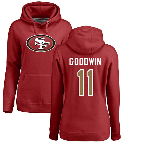 San Francisco 49ers Red Women Marquise Goodwin Name and Number Logo #11 Pullover